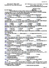 Đề thi Khảo sát chất lượng lần 4 môn Tiếng Anh - Mã đề 485 - Năm học 2019-2020 - Trường THPT Nguyễn Thị Giang